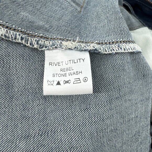 Rivet Utility Rebel Short Sleeve Denim Jumpsuit Stone Wash Blue Size Small - Picture 10 of 13